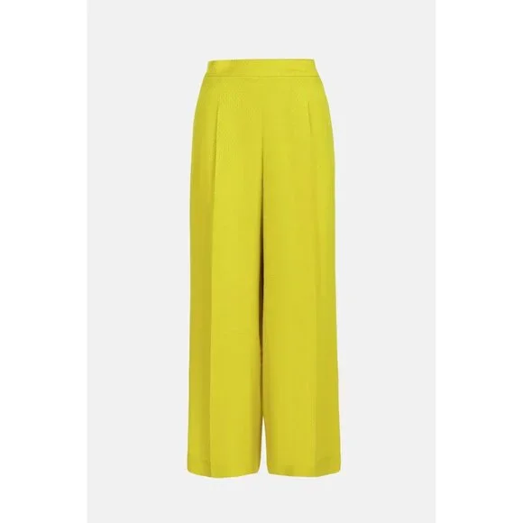 Carolina Herrera Silk Jacquard Stright-leg Pants, Lime